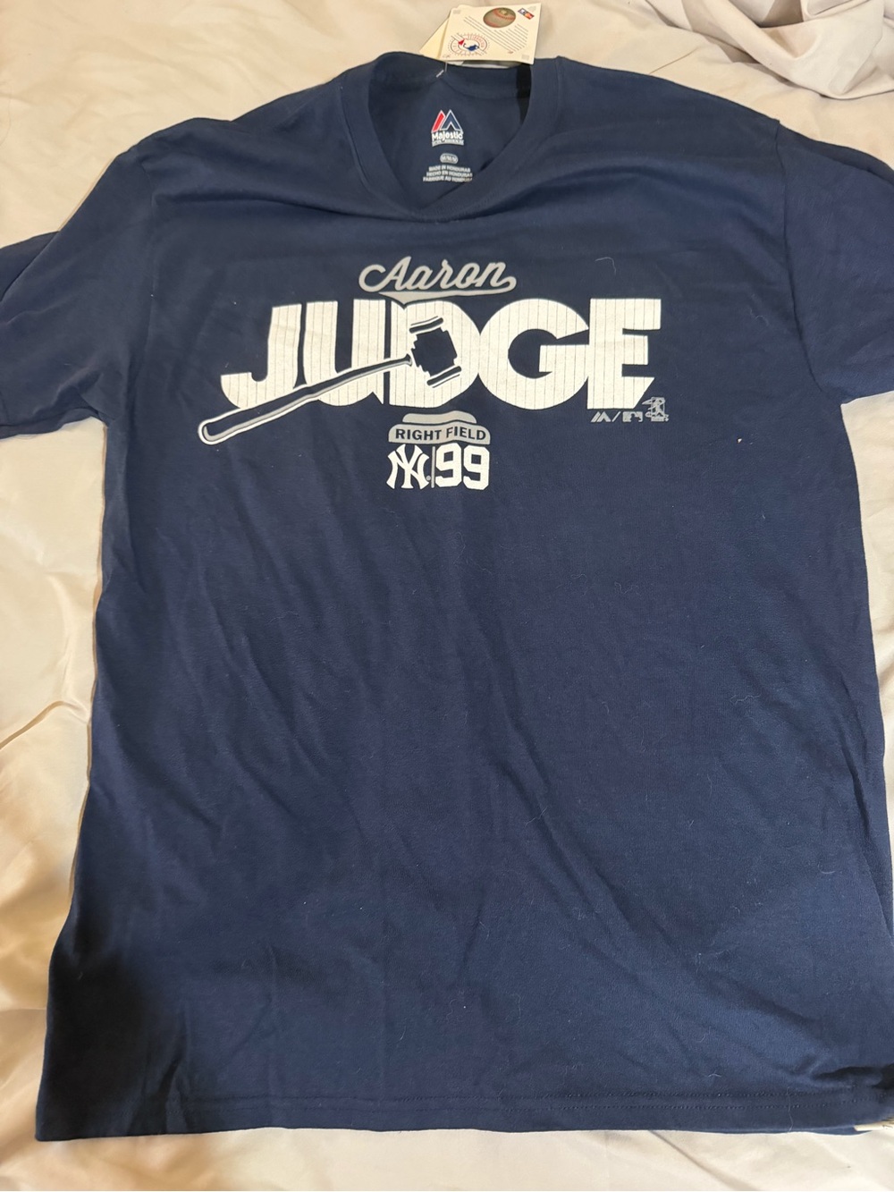 Majestic Navy Aaron Judge Graphic Short‑Sleeve Tee